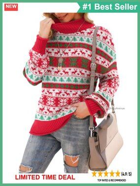 Oversized Turtleneck Sweater Chunky Knit Batwing Pullover